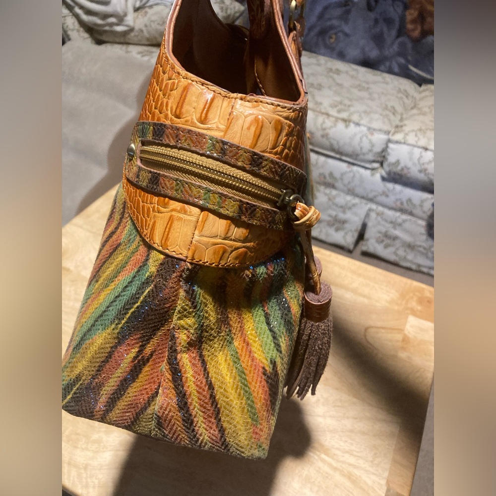 NWOT Sharif Studio Shoulder Bag Leather Multicolor Reptile Embossed Tassels - Picture 12 of 15